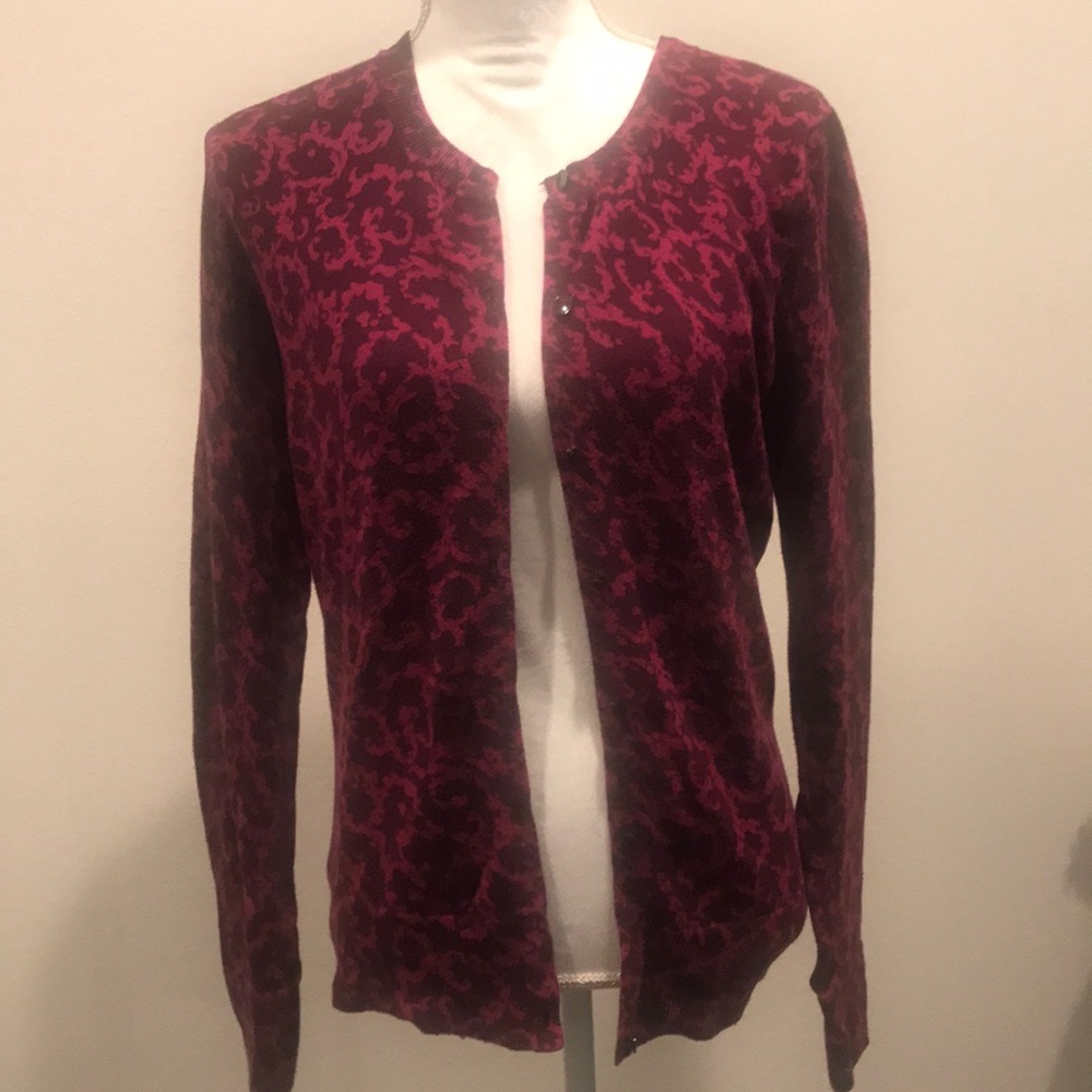 Long Sleeve Sweater Paisley Button Down Sz Med